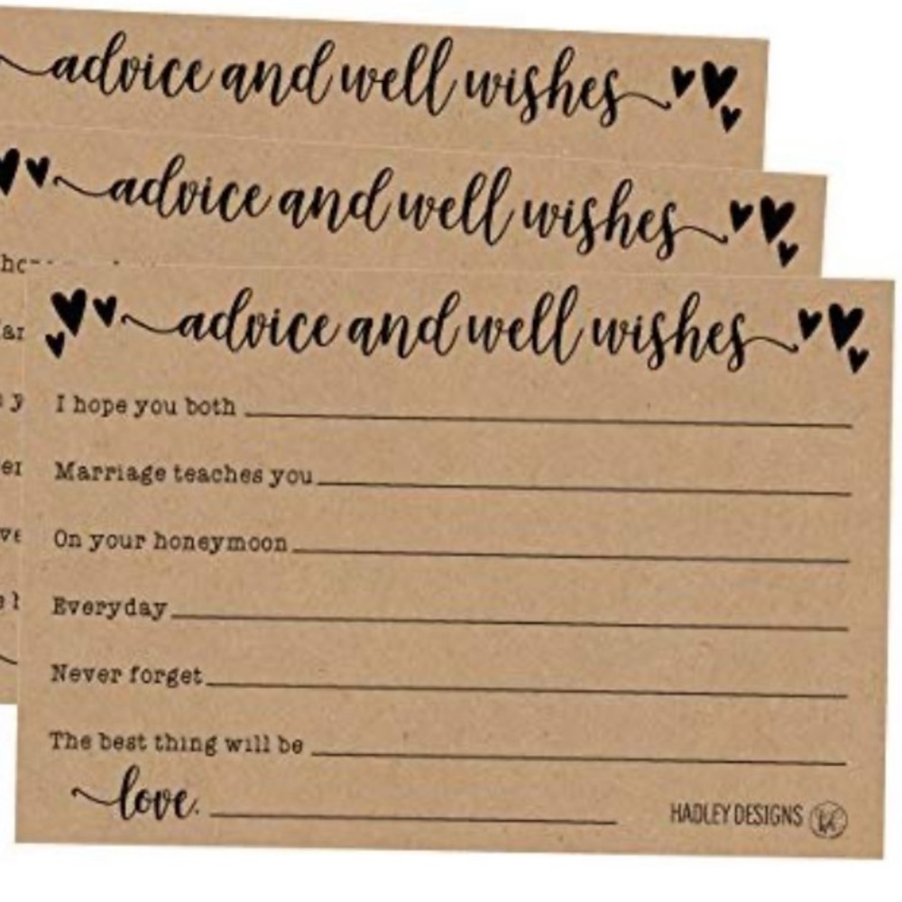 Wedding advice well wishes New kraft cards 50